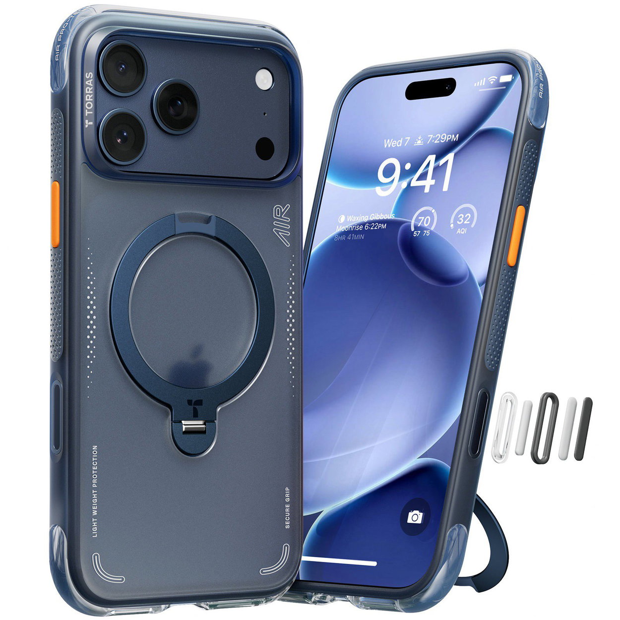 Handyhülle Torras Ostand Q3 Air Deep Blue iPhone 17 Pro