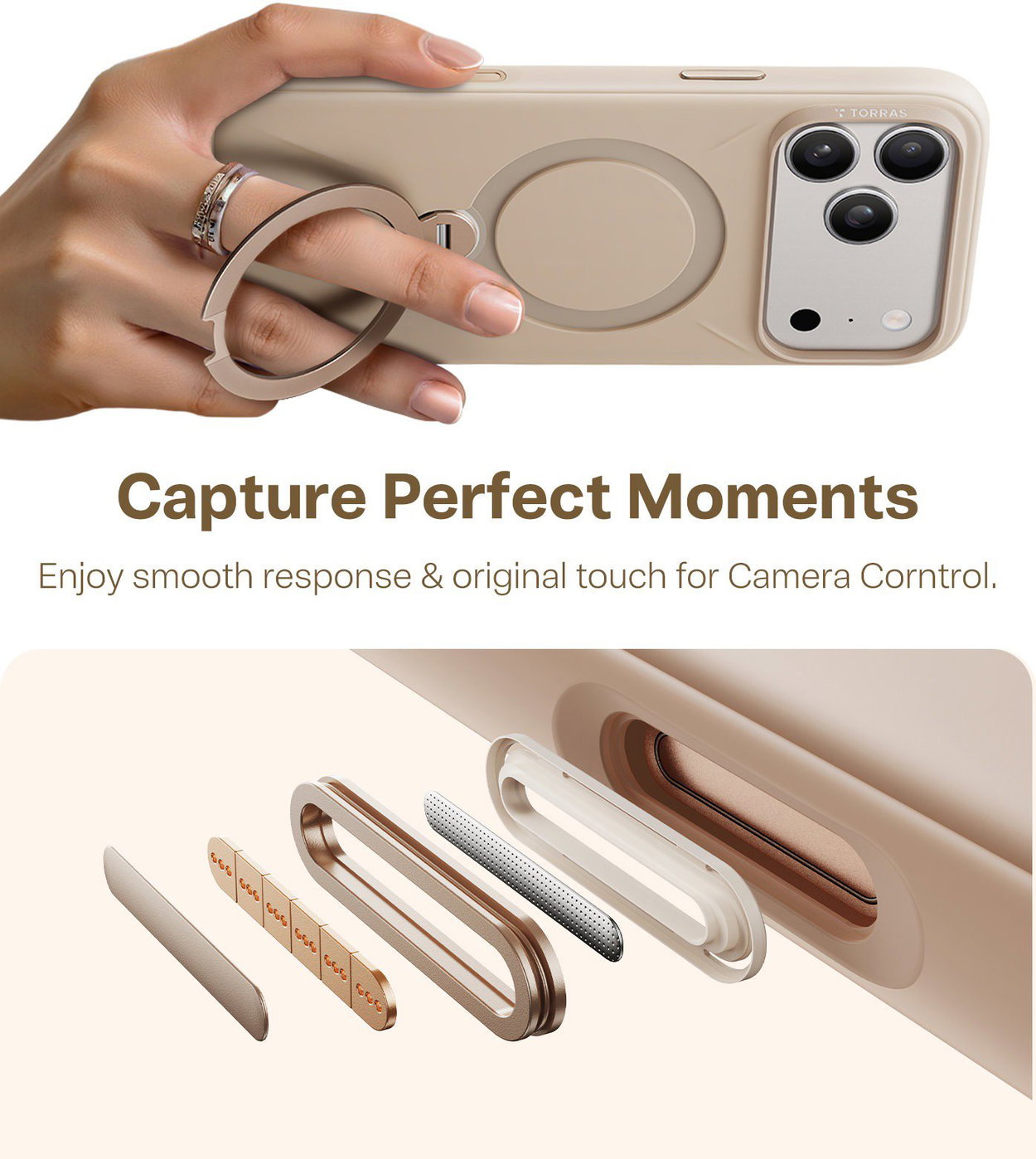 Handyhülle Torras Ostand Q3 Silicone Dessert Gold iPhone 17 Pro
