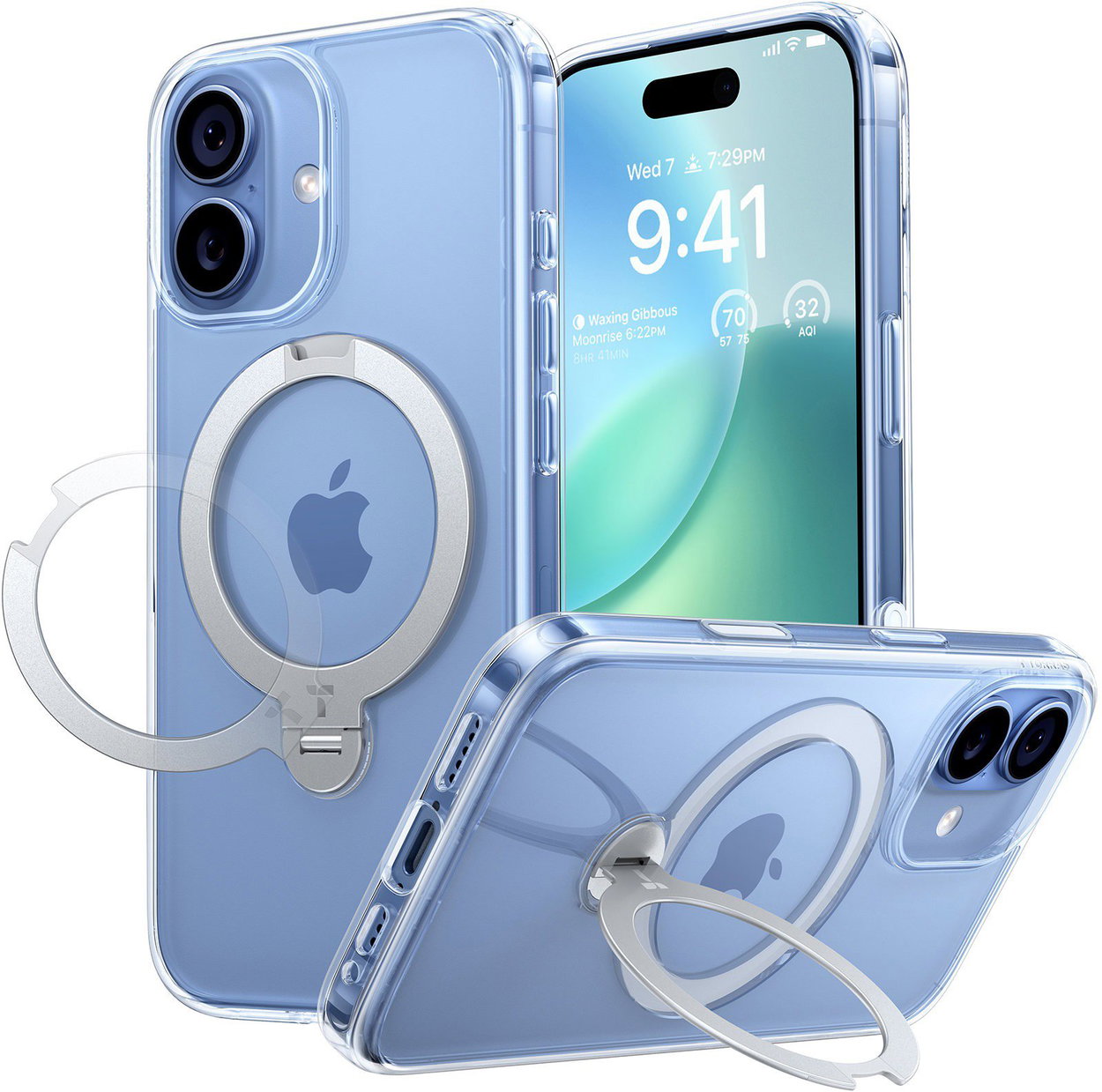 Torras Ostand Q3 Spin Clear mobiltelefon tok iPhone 17