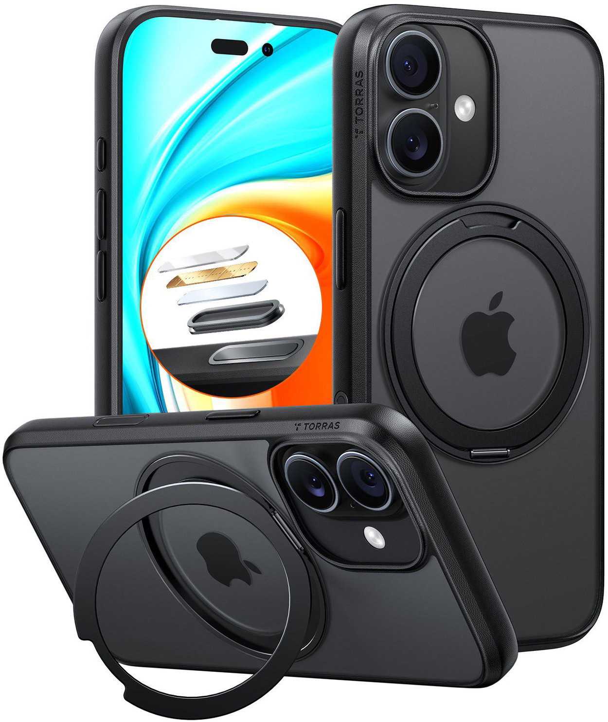 Torras Ostand Pro Black iPhone 17 phone case