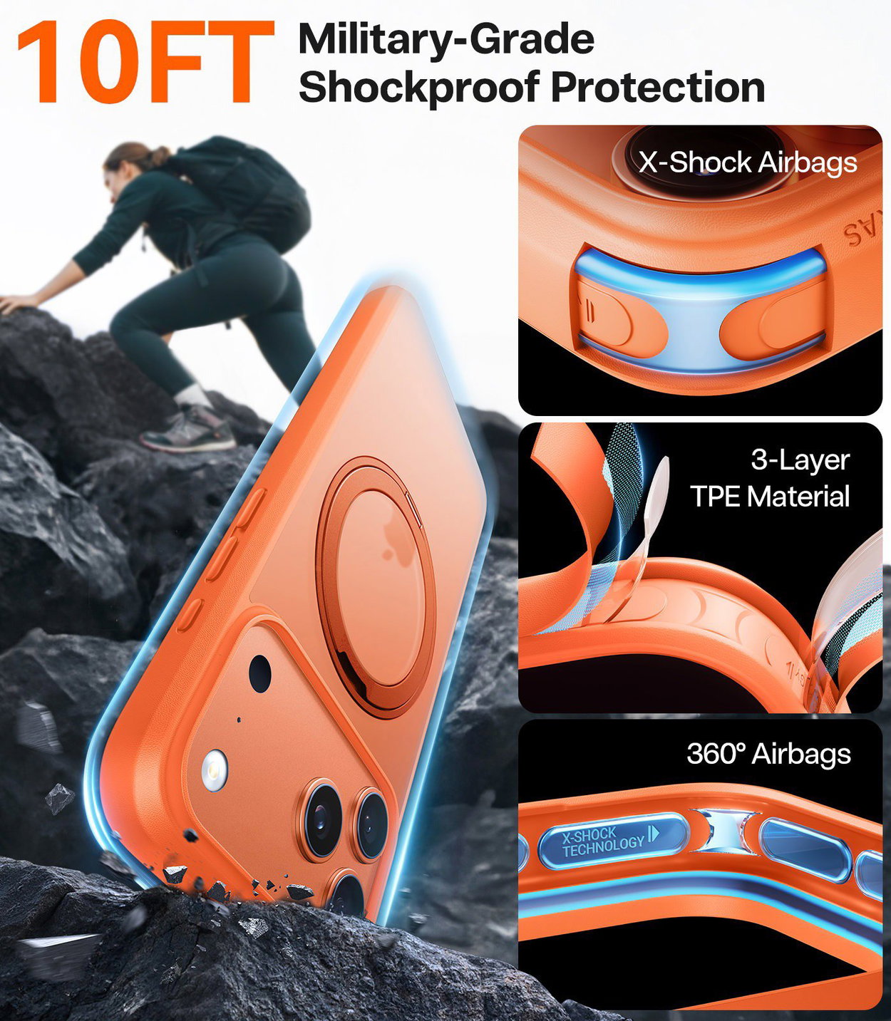 Torras Ostand Pro Energy Orange mobile phone case for iPhone 17 Pro