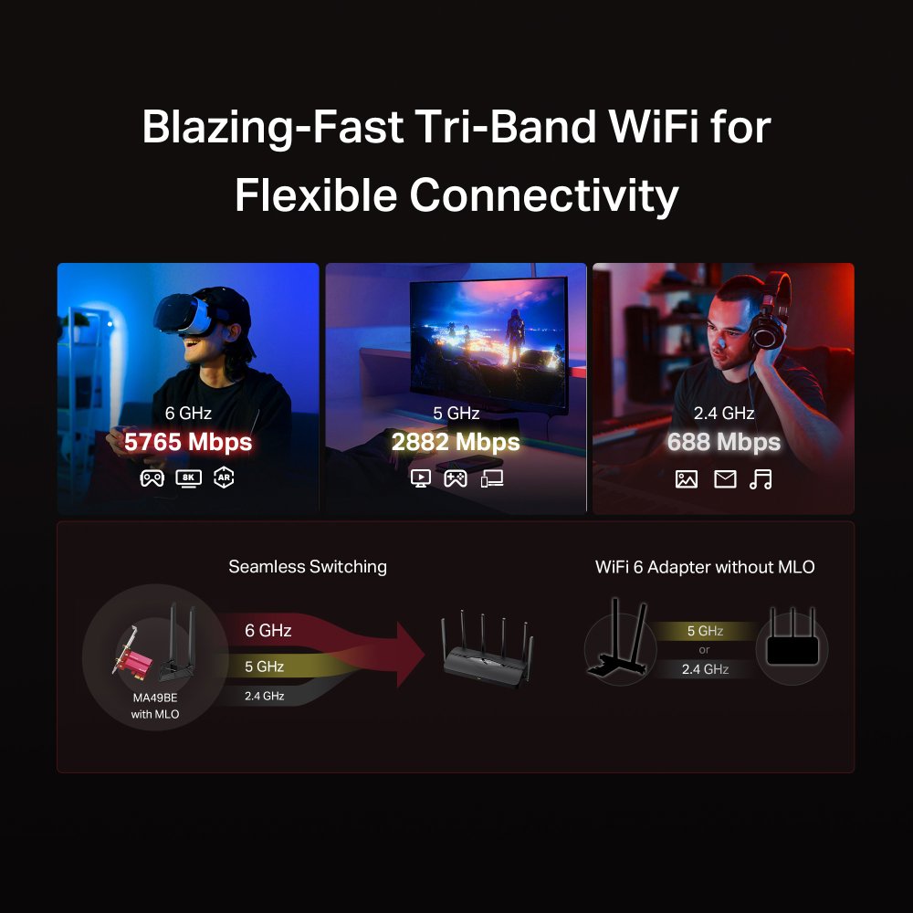 WiFi-Netzwerkkarte Mercusys MA49BE BE9300 Wi-Fi 7/Bluetooth