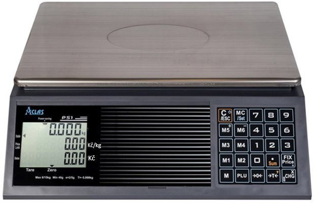 Aclas PS1 Retail Scale up to 15kg, calibrated