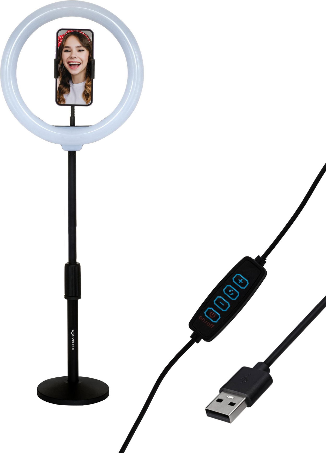 Kompaktní kruhové LED fotosvětlo Veles-X Desktop Ring Light