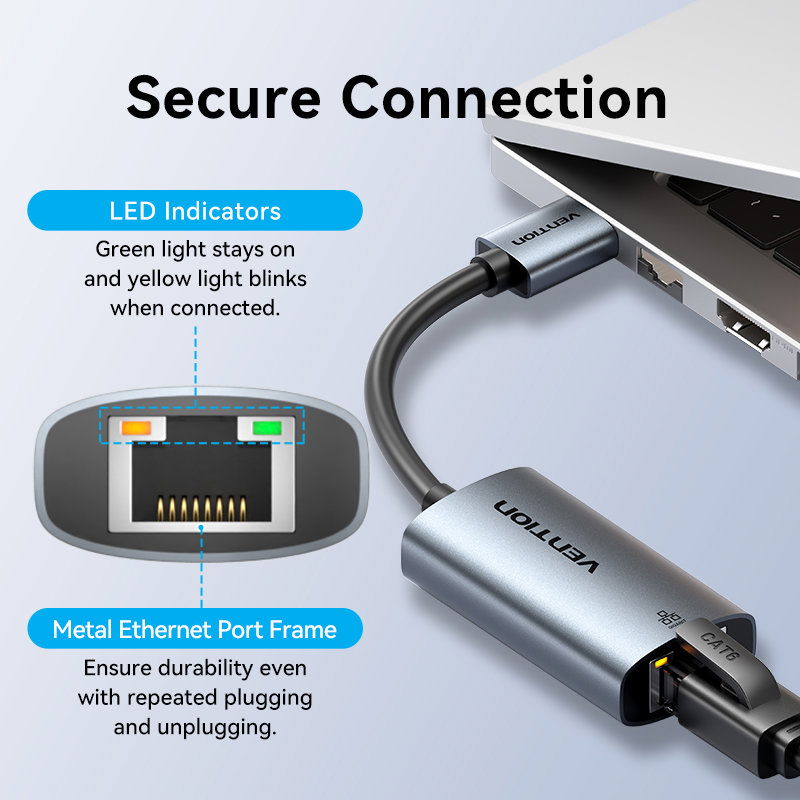 Vention USB-A to Gigabit Ethernet Adapter 0.15M Gray Aluminum Alloy Type