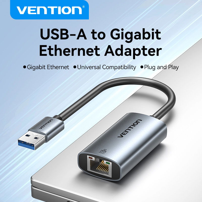 Vention USB-A to Gigabit Ethernet Adapter 0.15M Gray Aluminum Alloy Type