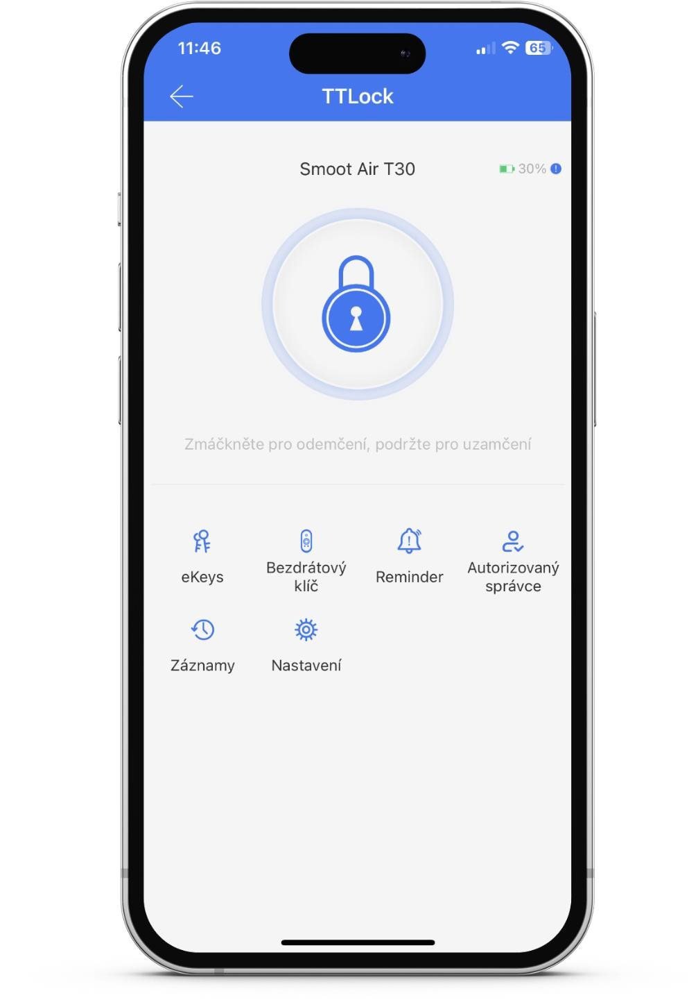 Smoot Air T30 smart lock, outside length FAB 55 mm