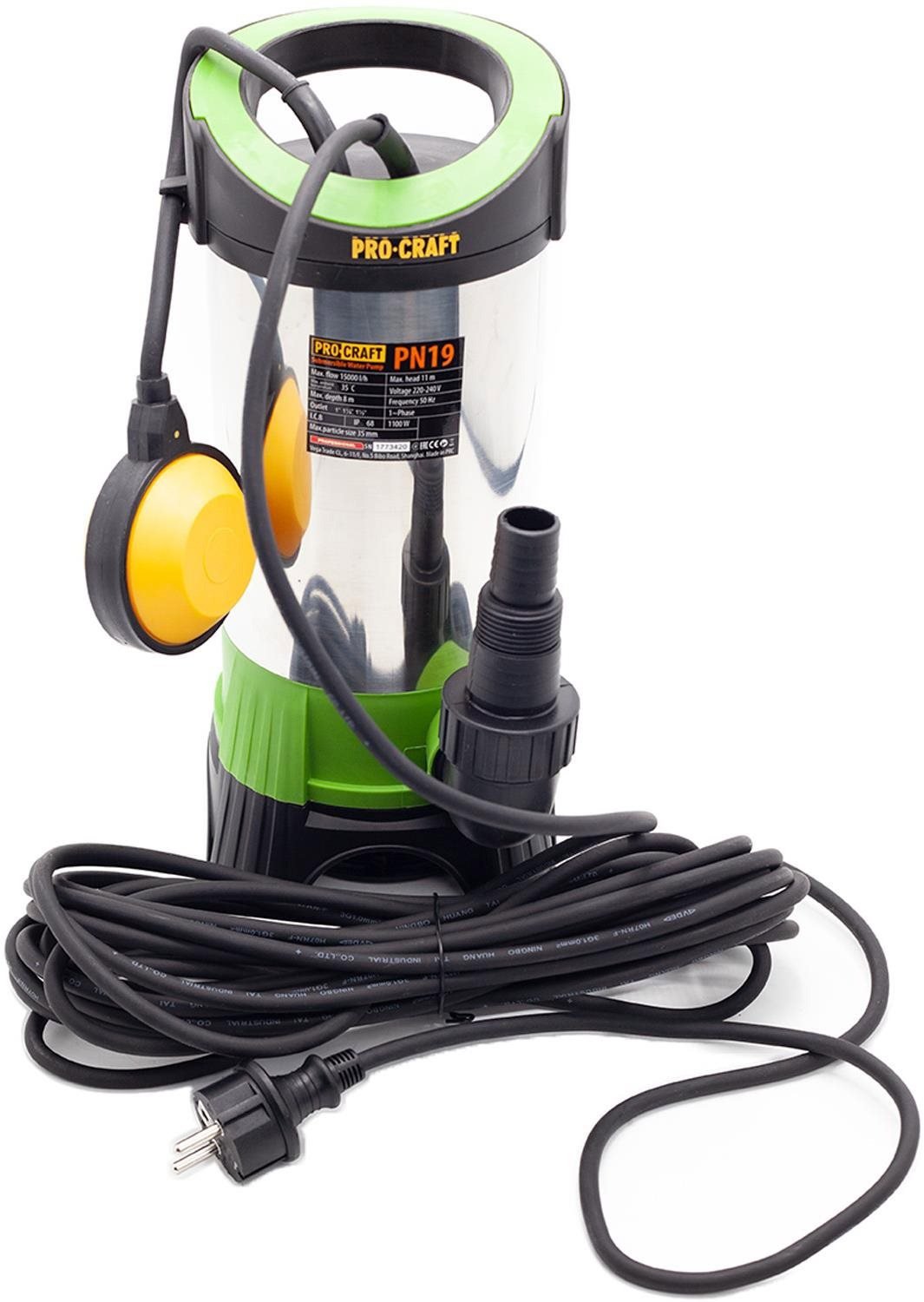 Sump pump PROCRAFT submersible water sump pump PN19 1,1 kW, 15000 l/h