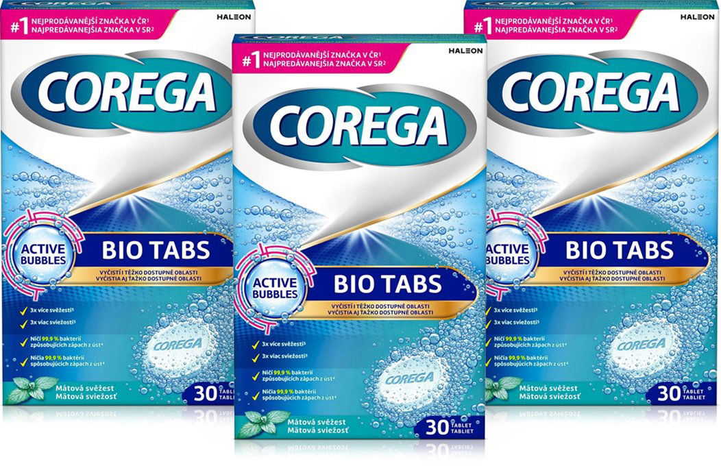 COREGA Antibakteriální čistící tablety 3× 30 ks