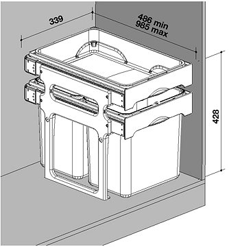 SINKS TANK 40 2x8 l + 1x16 l - Rubbish Bin