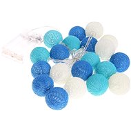 Aca Lighting textile blue-white balls, warm white, 2 × AA, 285 cm, IP20 - Light Chain