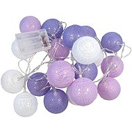 Aca Lighting textile purple-white balls, warm white, 2 × AA, 285 cm, IP20 - Light Chain
