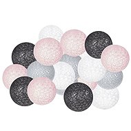 Aca Lighting textile pink-grey round, warm white, 2 × AA, 285 cm, IP20 - Light Chain