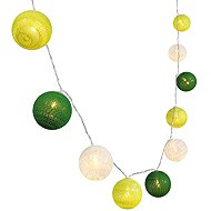 Aca Lighting textile green-white balls, warm white, 2 × AA, 285 cm, IP20 - Light Chain