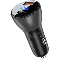 ACEFAST Metal Car Charger 63W (USB-A+USB-C) with Digital Display, Transparent Black - Car Charger