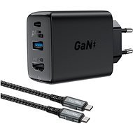 ACEFAST GaN Charger 65W USB-C + USB-A + HDMI HUB + USB-C Cable Black - Töltő adapter