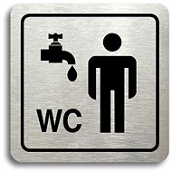 Accept Pictogram "washroom, men's toilet" (80 × 80 mm) (silver plate - black print) - Sign