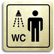 Accept Pictogram "shower, men's toilet" (80 × 80 mm) (gold plate - black print) - Sign