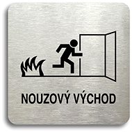 Accept Pictogram "Emergency exit III" (80 × 80 mm) (silver plate - black print without frame) - Sign