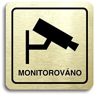Accept Pictogram "monitored" (80 × 80 mm) (gold plate - black print) - Sign