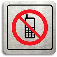 Accept "No telephoning" pictogram (80 × 80 mm) (silver plate - colour print) - Sign