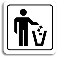 Accept Garbage bin pictogram (80 × 80 mm) (white plate - black print) - Sign
