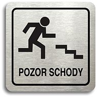 Accept Pictogram "beware of stairs" (80 × 80 mm) (silver plate - black print) - Sign