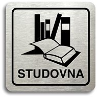 Accept Pictogram "study" (80 × 80 mm) (silver plate - black print) - Sign