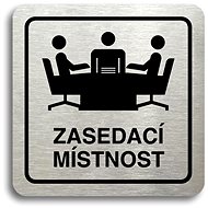 Accept Pictogram "meeting room" (80 × 80 mm) (silver plate - black print) - Sign