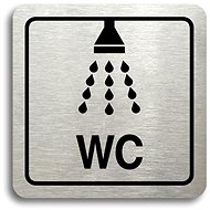 Accept Pictogram "shower, toilet" (80 × 80 mm) (silver plate - black print) - Sign