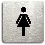 Accept Pictogram Women's Toilet (80 × 80mm) (Silver Plate - Black Print without Frame) - Sign