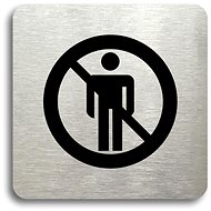 Accept "No entry" pictogram (80 × 80 mm) (silver plate - black print without frame) - Sign