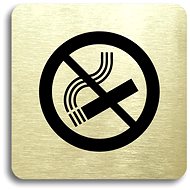 Accept No Smoking Pictogram (80 × 80mm) (Gold Plate - Black Print without Frame) - Sign