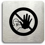 Accept Pictogram Caution, No Entry (80 × 80mm) (Silver Plate - Black Print without Frame) - Sign