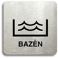 Accept Pictogram "pool" (80 × 80 mm) (silver plate - black print without frame) - Sign