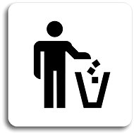 Accept Garbage bin pictogram (80 × 80 mm) (white plate - black print without frame) - Sign