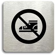Accept No Shoes Pictogram (80 × 80mm) (Silver Plate - Black Print without Frame) - Sign