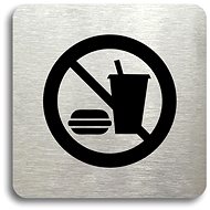 Accept "No refreshment" pictogram (80 × 80 mm) (silver plate - black print without frame - Sign