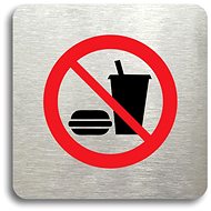 Accept Pictogram No Refreshments (80 × 80mm) (Silver Plate - Colour Print without Frame) - Sign