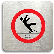 Accept Pictogram Caution, Slippery Floor (80 × 80mm) (Silver Plate - Colour Print without Frame) - Sign