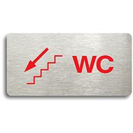 Accept Pictogram "WC LEFT, DOWN" (160 × 80mm) (Silver Plate - Colour Print without Frame) - Sign
