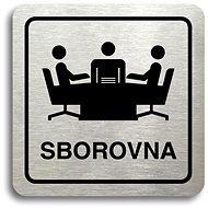 Accept Pictogram "congregation" (80 × 80 mm) (silver plate - black print) - Sign