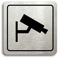 Accept Pictogram "Monitored II" (80 × 80mm) (Silver Plate - Black Print) - Sign