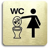 Accept Pictogram "No throwing objects into the toilet II" (80 × 80 mm) (gold plate - black print wit - Sign