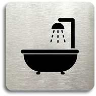 Accept Pictogram Bathroom III (80 × 80mm) (Silver Plate - Black Print without Frame) - Sign