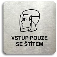 Accept Pictogram Entry with Mask Only II (80 × 80mm) (Silver Plate - Black Print without Frame) - Sign