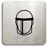 Accept Pictogram Protective Shield V (80 × 80mm) (Silver Plate - Black Print without Frame) - Sign
