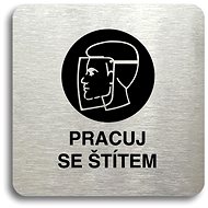 Accept Pictogram Work with Shield (80 × 80mm) (Silver Plate - Black Print without Frame) - Sign
