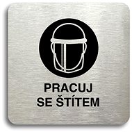 Accept Pictogram Work with Shield IV (80 × 80mm) (Silver Plate - Black Print without Frame) - Sign