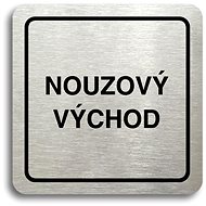 Accept Pictogram  Emergency Exit  (80 × 80mm) (Silver Plate - Black Print) - Sign